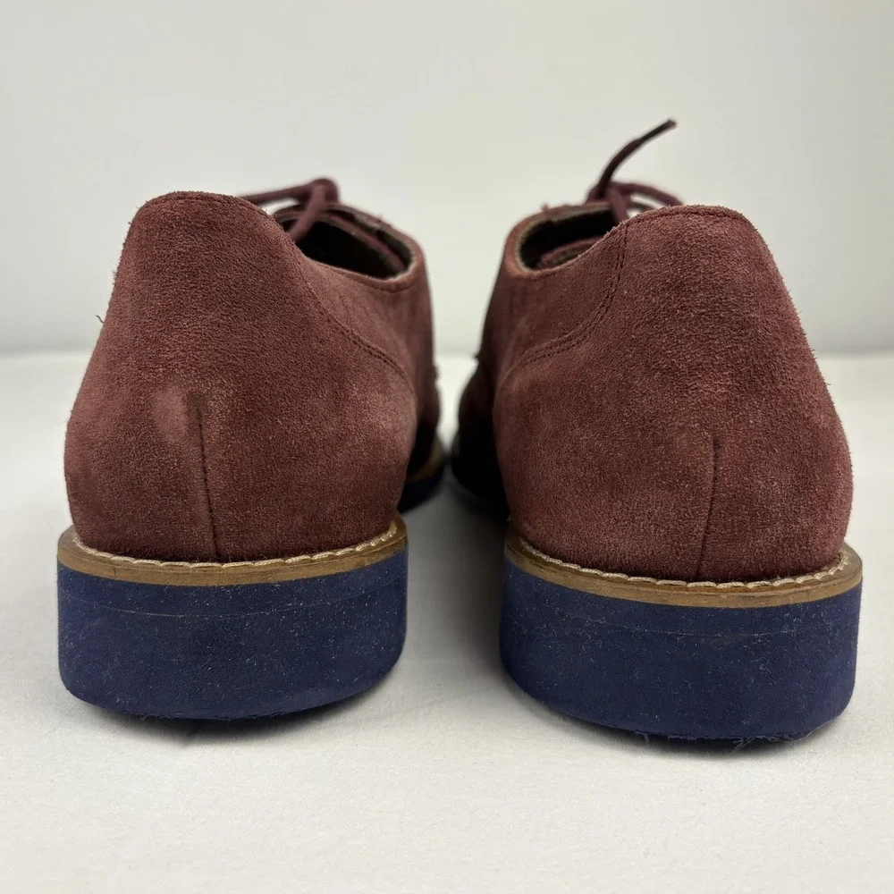 Cole Haan Drake Eva Burgundy Suede Wingtip Oxfords 13M Cobalt Soles/Laces EUC